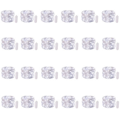 Picture of Brightown 24 Pack Fairy Lights Battery Operated - 7Ft 20 Led Mini String Lights Silver Wire Waterproof Firefly Starry DIY Lights for Bedroom Patio Wedding Party Christmas Decor (Pure White)
