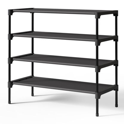 Picture of Kitsure Shoe Rack - Premium Non-Woven Shoe Rack Shelf, Shoe Organizer for Closet, Entryway, Garage & Corridor, Sturdy & Durable Long Stackable Shoe Shelves, X-Large, Black