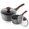 Picture of SENSARTE Nonstick Sauce Pan with Lid Saucepan Set, Swiss Granite Coating Sauce Pot Kitchen Cooking Pot, Induction Comptable, PFOA Free, 1.5 + 2.5 QT