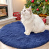 Picture of OLANLY Navy Blue Round Rugs for Bedroom - Machine Washable, 2x2 Feet Circle Area Rugs for Living Room, Soft and Fluffy Shaggy Carpet for Teen Girls and Boys, Nursery Rooms, Dorms, Home Decor Aesthetic