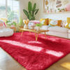 Picture of OLANLY Area Rugs for Living Room Bedroom, Machine Washable 4x5.9 Feet Soft Fluffy Shaggy Bedside Rug, Indoor Floor Carpet for Kids Girls and Boys, Dorms, Nursery Rooms, Home Decor Aesthetic, Red