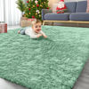 Picture of OLANLY 5x8 Machine Washable Large Area Rugs for Living Room, Bedroom, Soft Fluffy Shaggy Bedside Rug, Indoor Floor Carpet for Kids Girls and Boys, Dorms, Nursery, Home Decor Aesthetic, Mint Green