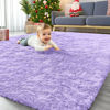 Picture of OLANLY Area Rugs for Living Room Bedroom, Machine Washable 4x5.9 Feet Soft Fluffy Shaggy Bedside Rug, Indoor Floor Carpet for Kids Girls Boys, Dorms, Nursery Rooms, Home Decor Aesthetic, Light Purple