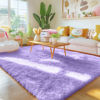 Picture of OLANLY Area Rugs for Living Room Bedroom, Machine Washable 4x5.9 Feet Soft Fluffy Shaggy Bedside Rug, Indoor Floor Carpet for Kids Girls Boys, Dorms, Nursery Rooms, Home Decor Aesthetic, Light Purple