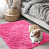 Picture of OLANLY 2x3 Machine Washable Small Bedside Rug, Soft Fluffy Shaggy Entryway Throw Rugs for Bedroom, Living Room, Indoor Floor Carpet for Kids Girls Boys, Nursery Rooms, Home Decor Aesthetic, Hot Pink