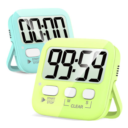 Picture of Antonki 2 Pack Digital Timer for Kids, Magnetic Countdown Kitchen Timers for Cooking, Egg, Classroom, Teacher, Exercise, Study, Oven - Battery Included