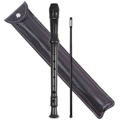 Picture of Jasenna Recorder Instrument for Beginner Kids Adults,8-Hole Soprano Descant Recorder Music Flute with with Cleaning Rod & Leather Case For School Student Home Entertainment(2-Wood Dark Brown)