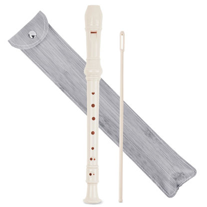Picture of Jasenna Recorder Instrument for Beginner Kids Adults,8-Hole Soprano Descant Recorder Music Flute with with Cleaning Rod & Leather Case For School Student Home Entertainment(2-Wood Light Grey)