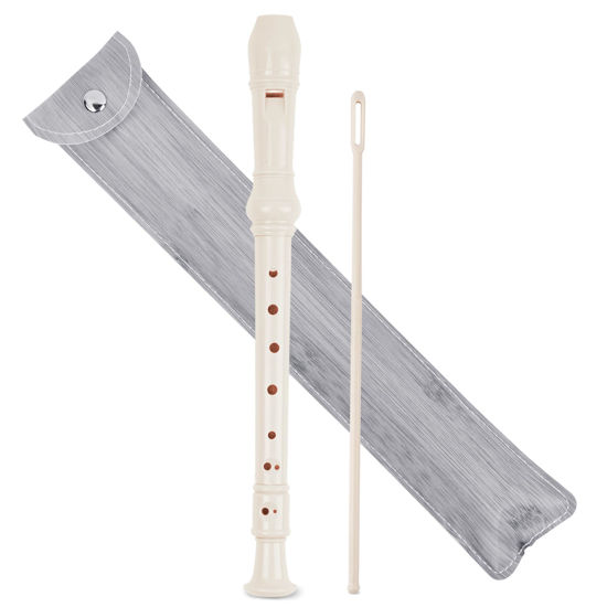Picture of Jasenna Recorder Instrument for Beginner Kids Adults,8-Hole Soprano Descant Recorder Music Flute with with Cleaning Rod & Leather Case For School Student Home Entertainment(2-Wood Light Grey)