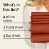 Picture of King 6 Piece Sheet Set - Breathable & Cooling Sheets - Hotel Luxury Bed Sheets - 1 Flat Sheet, 1 Fitted Sheet & 4 Pillowcases - Deep Pocket - Easy Fit, Soft & Wrinkle Free - King Terracotta Sheets