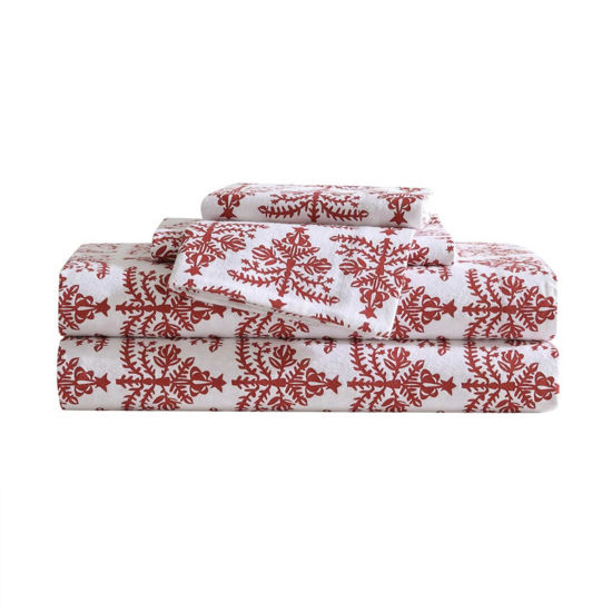 Picture of Eddie Bauer - King Sheets, Cotton Flannel Bedding Set, Brushed for Extra Softness, Cozy Home Decor, Oeko-Tex Certified (Jolly Trees Red, King)