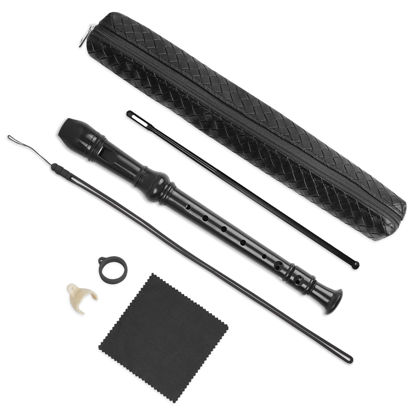 Picture of Jasenna Recorder Instrument for Beginner Kids Adults,8-Hole Soprano Descant Recorder Music Flute with Cleaning Rod & Case Bag For School Student Home Entertainment(6-Woven Black)