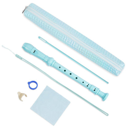 Picture of Jasenna Recorder Instrument for Beginner Kids Adults,8-Hole Soprano Descant Recorder Music Flute with with Cleaning Rod & Leather Case For School Student Home Entertainment(2-Flash Woven Blue)