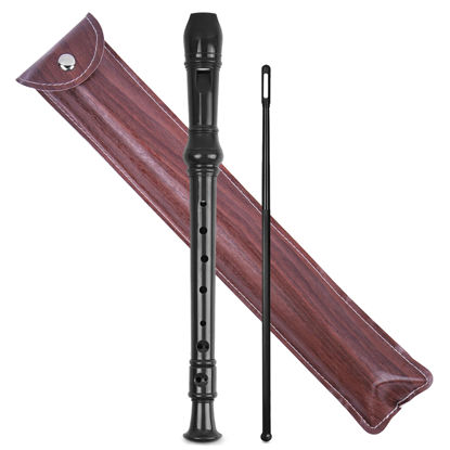 Picture of Jasenna Recorder Instrument for Beginner Kids Adults,8-Hole Soprano Descant Recorder Music Flute with with Cleaning Rod & Leather Case For School Student Home Entertainment(2-Wood Light Brown)