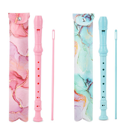 Picture of Jasenna 2 Pack Recorder Instrument for Beginner Kids Adults,8-Hole Soprano Descant Recorder Music Flute with with Cleaning Rod & Leather Case For School Student Home Entertainment(4-Splash Ink)
