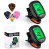 Picture of Clip On Guitar Tuner 2 Pack for All Instruments, Acoustic/Electric Guitar, Ukulele, Bass, Violin, Banjo, Large Clear LCD Display for Guitar Tuner, Chromatic Tuner, 8 Pack Guitar Picks Included