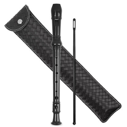 Picture of Jasenna Recorder Instrument for Beginner Kids Adults,8-Hole Soprano Descant Recorder Music Flute with with Cleaning Rod & Leather Case For School Student Home Entertainment(2-Woven Black)