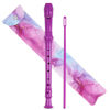 Picture of Jasenna Recorder Instrument for Beginner Kids Adults,8-Hole Soprano Descant Recorder Music Flute with with Cleaning Rod & Leather Case For School Student Home Entertainment(2-Purple Blue Splash-ink)