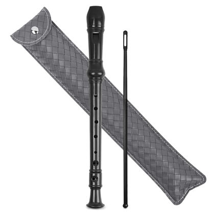 Picture of Jasenna Recorder Instrument for Beginner Kids Adults,8-Hole Soprano Descant Recorder Music Flute with with Cleaning Rod & Leather Case For School Student Home Entertainment(2-Woven Grey)