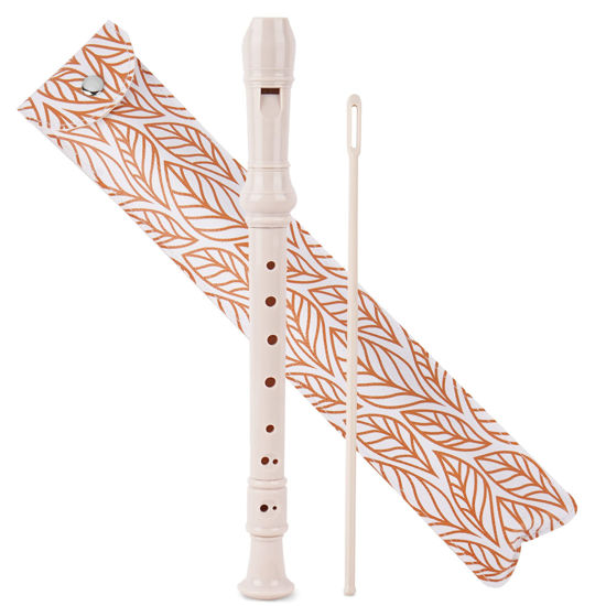 Picture of Jasenna Recorder Instrument for Beginner Kids Adults,8-Hole Soprano Descant Recorder Music Flute with with Cleaning Rod & Leather Case For School Student Home Entertainment(2-Gold Leaf)