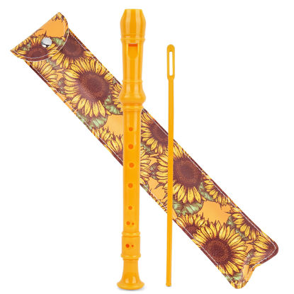 Picture of Jasenna Recorder Instrument for Beginner Kids Adults,8-Hole Soprano Descant Recorder Music Flute with with Cleaning Rod & Leather Case For School Student Home Entertainment(2-Sunflower)
