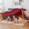 Picture of NEWCOSPLAY Super Soft Queen Blanket Red Premium Silky Flannel Fleece Leaves Pattern Lightweight Bed Blanket All Season Use (Red, Queen(90"x90"))