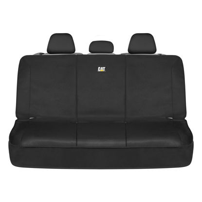 Picture of Cat® Flexfit™ Seat Cover for Cars Trucks SUV, Zipper Split Rear Bench Protector with Durable Canvas Material, Interior Cover in Black