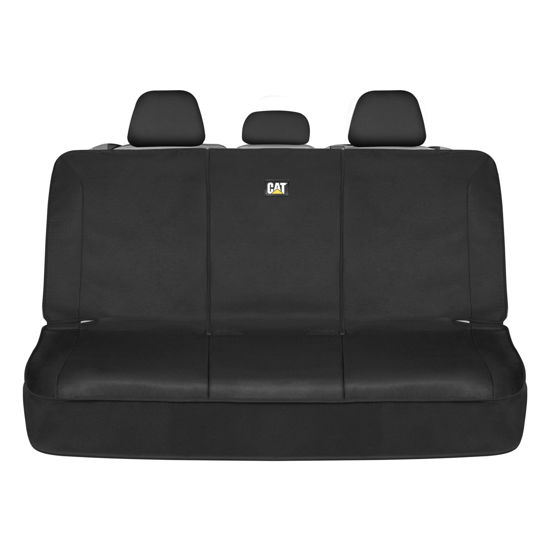 Picture of Cat® Flexfit™ Seat Cover for Cars Trucks SUV, Zipper Split Rear Bench Protector with Durable Canvas Material, Interior Cover in Black