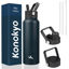 Picture of Konokyo 40oz Insulated Water Bottle Stainless Steel Sport Bottles with 3 Lids,Navy Blue