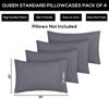 Picture of Utopia Bedding Standard Pillow Cases - Pack of 4 - Envelope Closure - Soft Brushed Microfiber Fabric - Shrinkage and Fade Resistant Pillow Covers Standard Size 20 X 26 Inches (Standard, Grey)