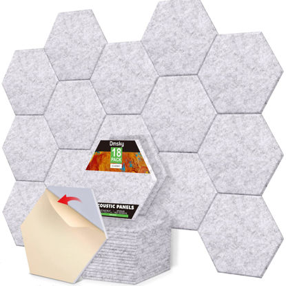 Picture of 18 Pack Hexagon Acoustic Panels, 12" X 10" X 0.4" High Density Sound Absorbing Panels Soundproof Wall Panels For Home Sound proof Insulation Beveled Edge Studio Treatment Tiles (Gray)
