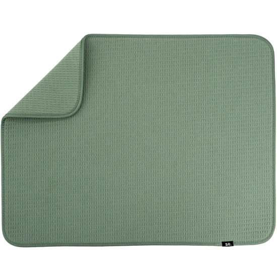 Picture of S&T INC. Dish Drying Mat XL, Highly Absorbent Microfiber Kitchen Counter Mat, Dish Drying Pad for Dishes, Utensils, Pots and Pans, Extra Large 18" x 24", Green