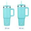 Picture of Konokyo 40 oz Tumbler with Handle and 2 Straws,2 in 1 Lid Insulated Water Bottle Stainless Steel Travel Coffee Mug,Turquoise