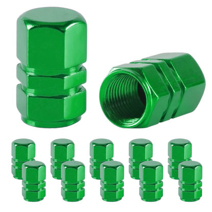 Picture of JUSTTOP Car Tire Valve Stem Caps, 12pcs Air Caps Cover, Universal for Cars, SUVs, Bike, Trucks and Motorcycles-Green