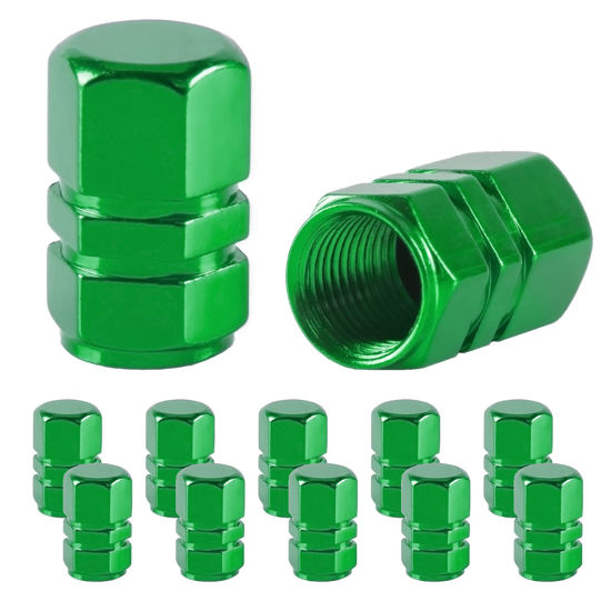 Picture of JUSTTOP Car Tire Valve Stem Caps, 12pcs Air Caps Cover, Universal for Cars, SUVs, Bike, Trucks and Motorcycles-Green