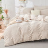 Picture of HYMOKEGE Beige King Size Comforter Set Seersucker 7 Pieces, All Season Luxury Bed in a Bag for Bedroom, Bedding Set with Comforters, Sheets, Pillowcases & Shams