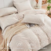Picture of HYMOKEGE Beige King Size Comforter Set Seersucker 7 Pieces, All Season Luxury Bed in a Bag for Bedroom, Bedding Set with Comforters, Sheets, Pillowcases & Shams