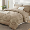 Picture of CozyLux Queen Comforter Set with Sheets 7 Pieces Bed in a Bag Taupe All Season Bedding Sets with Comforter, Pillow Shams, Flat Sheet, Fitted Sheet and Pillowcases