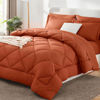Picture of CozyLux King Comforter Set with Sheets 7 Pieces Bed in a Bag Burnt Orange All Season Bedding Sets with Comforter, Pillow Shams, Flat Sheet, Fitted Sheet and Pillowcases