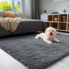 Picture of OLANLY 3x5 Machine Washable Small Bedside Rug, Soft Fluffy Shaggy Rugs for Living Room, Bedroom, Indoor Floor Carpet for Kids Girls and Boys, Preppy Dorms, Nursery, Home Decor Aesthetic, Grey