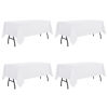 Picture of sancua 4 Pack White Tablecloth 60 x 84 Inch, Rectangle Table Cloth for 4ft Table - Stain and Wrinkle Resistant Washable Polyester Table Cover for Dining Wedding Banquet Party Buffet Restaurant