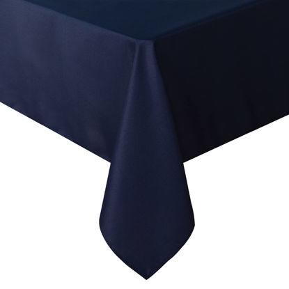 Picture of sancua Rectangle Tablecloth - 70 x 120 Inch - Stain and Wrinkle Resistant Washable Polyester Table Cloth, Decorative Fabric Table Cover for Dining Table, Buffet Parties and Camping, Navy