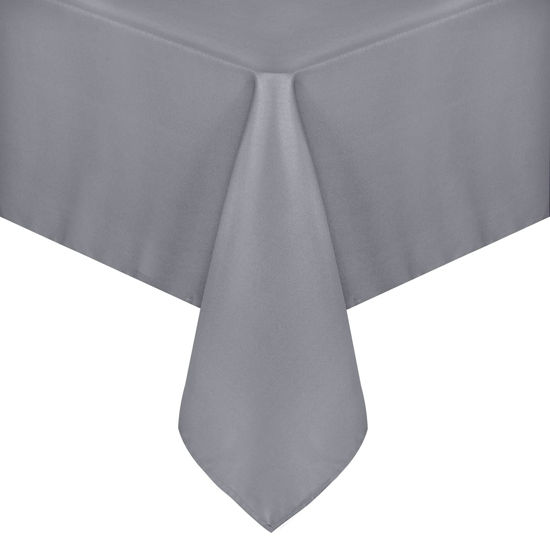 Picture of sancua Rectangle Tablecloth - 90 x 132 Inch - Water Resistant Spill Proof Washable Polyester Table Cloth, Decorative Fabric Table Cover for Dining Table, Buffet Parties and Camping, Light Grey