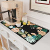 Picture of AMOAMI-Coffee Mat Hide Stain Rubber Backed Absorbent Dish Drying Mat for Kitchen Counter-Coffee Bar Accessories Fit Under Coffee Maker Coffee Machine Espresso Machine Dish Rack Floral BLACK 17x31.5