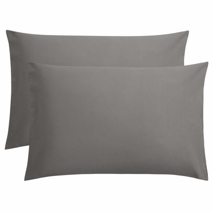 Picture of FLXXIE 2 Pack Microfiber Queen Pillow Cases, 1800 Super Soft Pillowcases with Envelope Closure, Wrinkle, Fade and Stain Resistant Pillow Covers, 20x30, Dark Grey