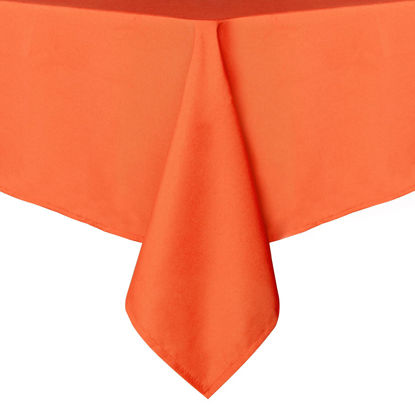 Picture of sancua Square Tablecloth - 60 x 60 Inch - Stain and Wrinkle Resistant Washable Polyester Table Cloth, Decorative Fabric Table Cover for Dining Table, Buffet Parties and Camping, Orange