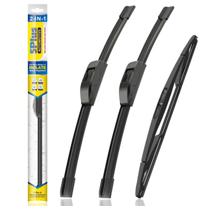Picture of 5 PLUS® Windshield Wiper Blades Replacement for 2017-2007 Jeep Wrangler Windshield Wipers (Pack of 3), Automotive Replacement Windshield Wiper Blades For My Car Water Repellent-15"/15"/12"