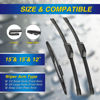 Picture of 5 PLUS® Windshield Wiper Blades Replacement for 2017-2007 Jeep Wrangler Windshield Wipers (Pack of 3), Automotive Replacement Windshield Wiper Blades For My Car Water Repellent-15"/15"/12"