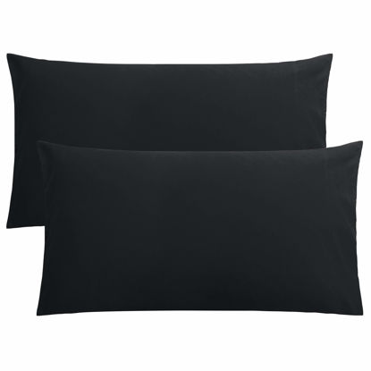 Picture of FLXXIE 2 Pack Microfiber King Pillow Cases, 1800 Super Soft Pillowcases with Envelope Closure, Wrinkle, Fade and Stain Resistant Pillow Covers, 20x36, Black
