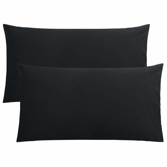 Picture of FLXXIE 2 Pack Microfiber King Pillow Cases, 1800 Super Soft Pillowcases with Envelope Closure, Wrinkle, Fade and Stain Resistant Pillow Covers, 20x36, Black